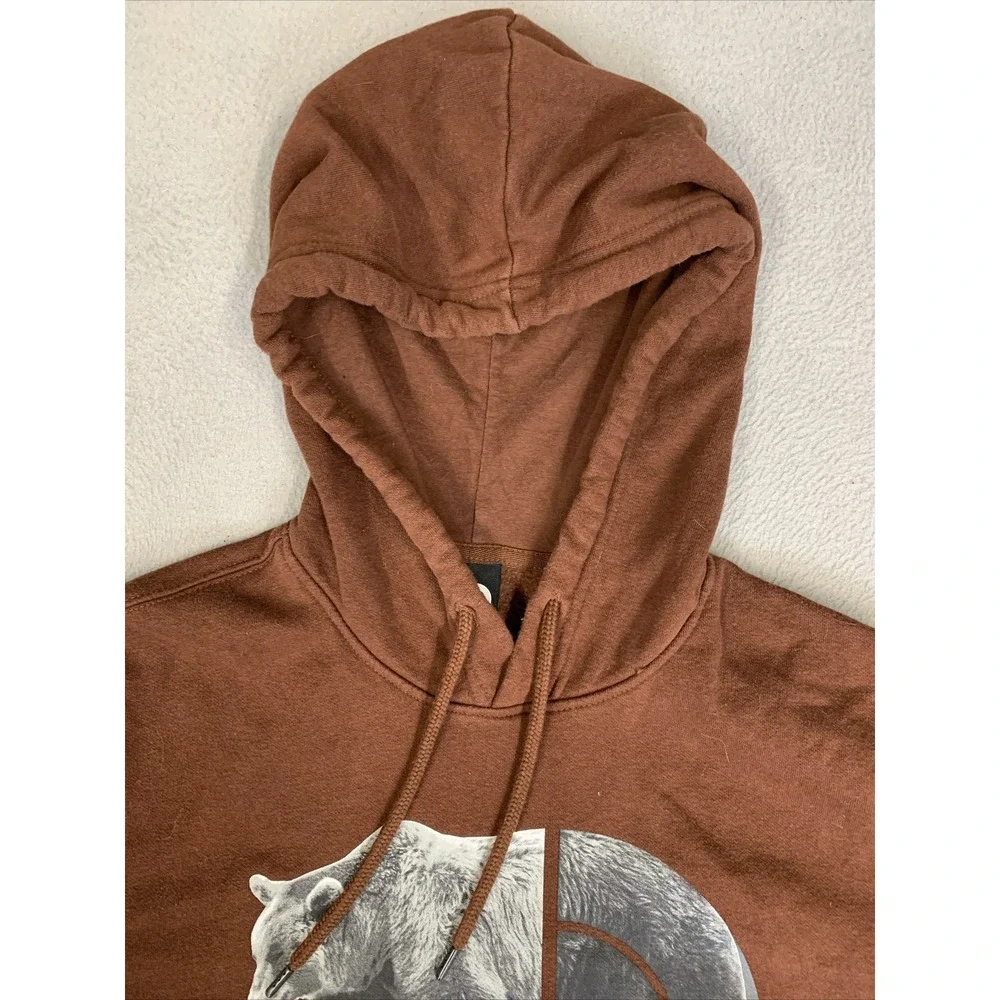The North Face Hoodie Men's Small Bear Long Sleeve Pullover Sweater Brown‎